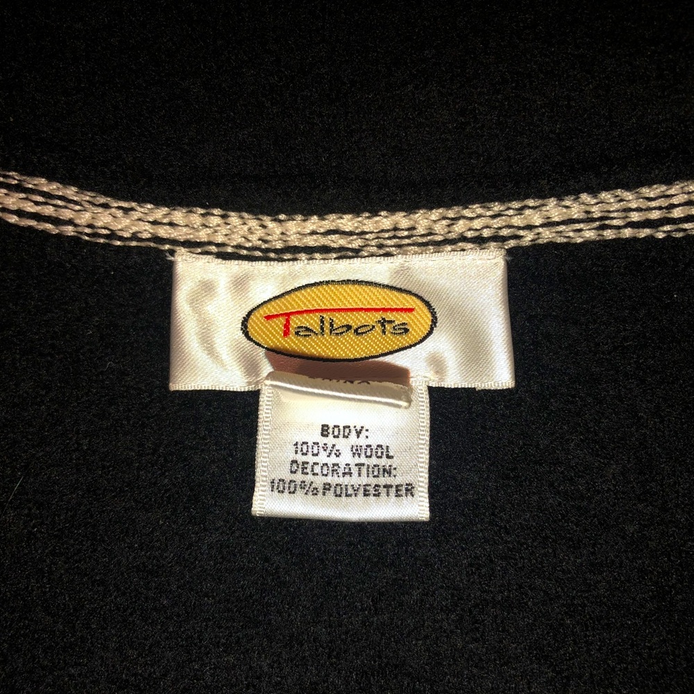 Talbots L Decorative Embroidered Stitched Sweater Full Zip - Picture 5 of 6